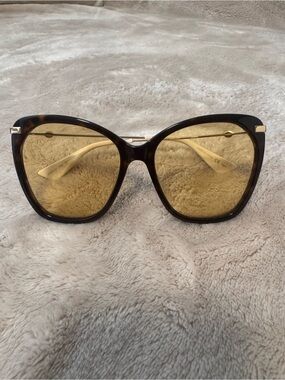 Gucci Tortoiseshell Frame Sunglasses with Amber Lenses